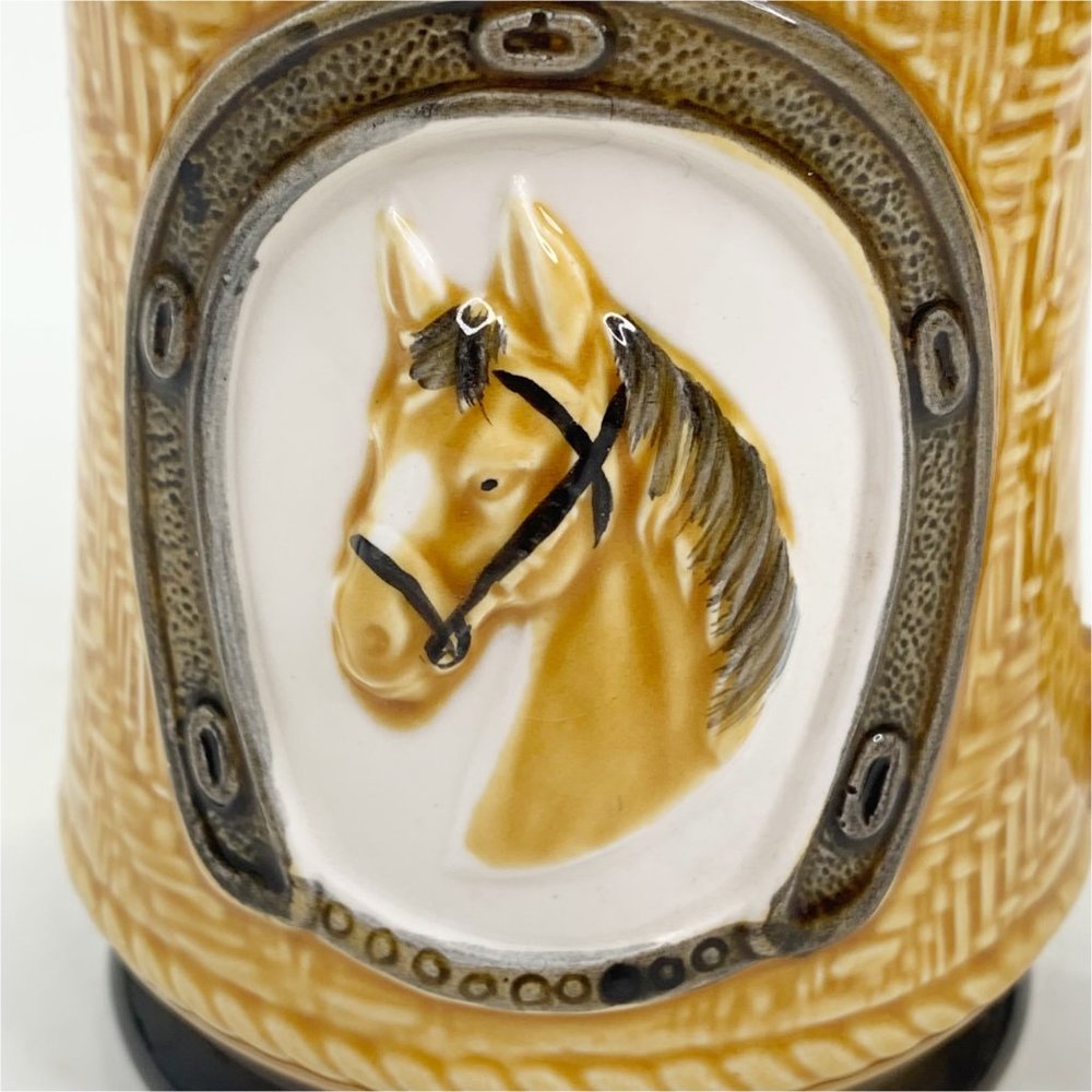 Vintage Lefton Horse Beer Stein Coffee Mug Horseshoe Japan Stoneware Esquestrian - Picture 6 of 11